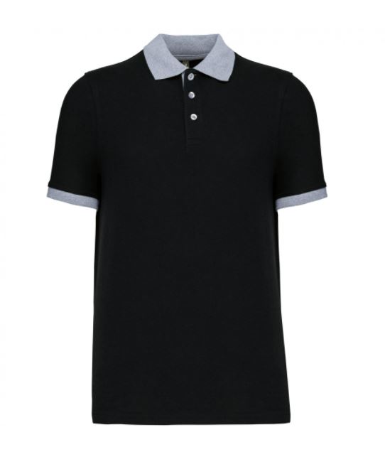 POLO K258 HOME PIQUÉ BICOLOR MÀNIGA CURTA BLACK-OXFORD GREY