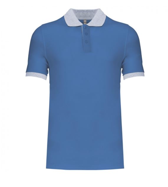 POLO K258 HOME PIQUÉ BICOLOR MÀNIGA CURTA LIGHT ROYAL BLUE-OXFORD GREY