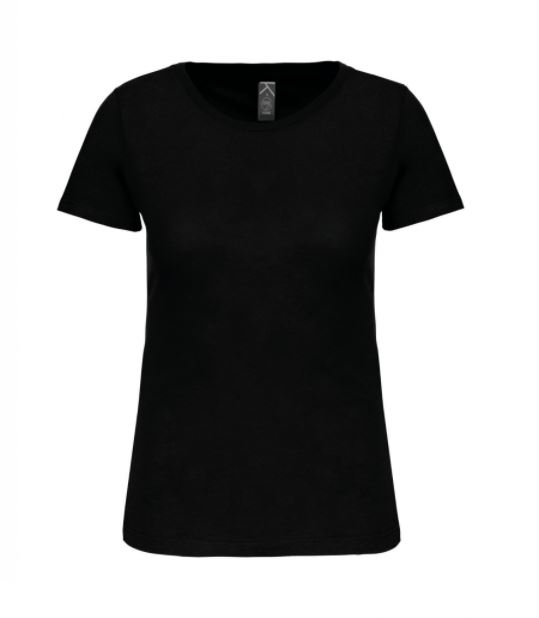 CAMISETA K3026 DONA MÀNIGA CURTA COLL RODÓ NEGRA
